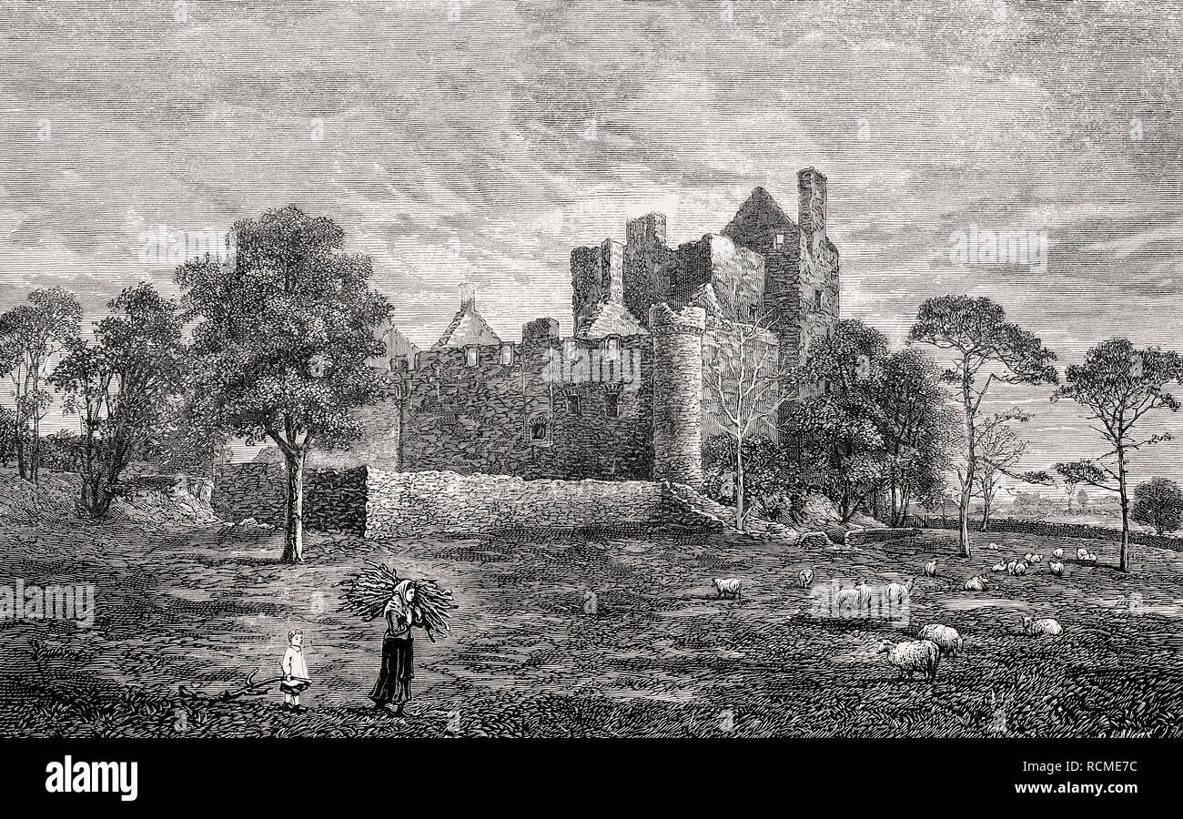 Craigmillar Castle; Edinburgh, Scotland, 19th century Stock Photo