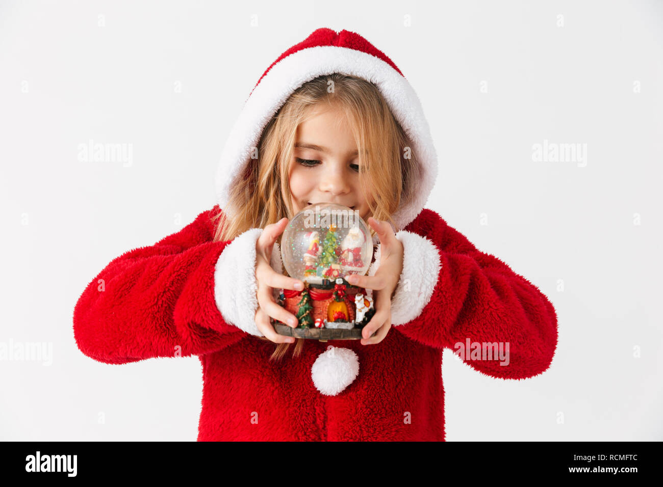 little girl snow globe