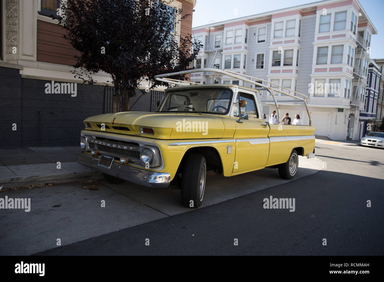 Vintage Chevrolet Pickup Truck in San Francisco Yellow Stock Photo