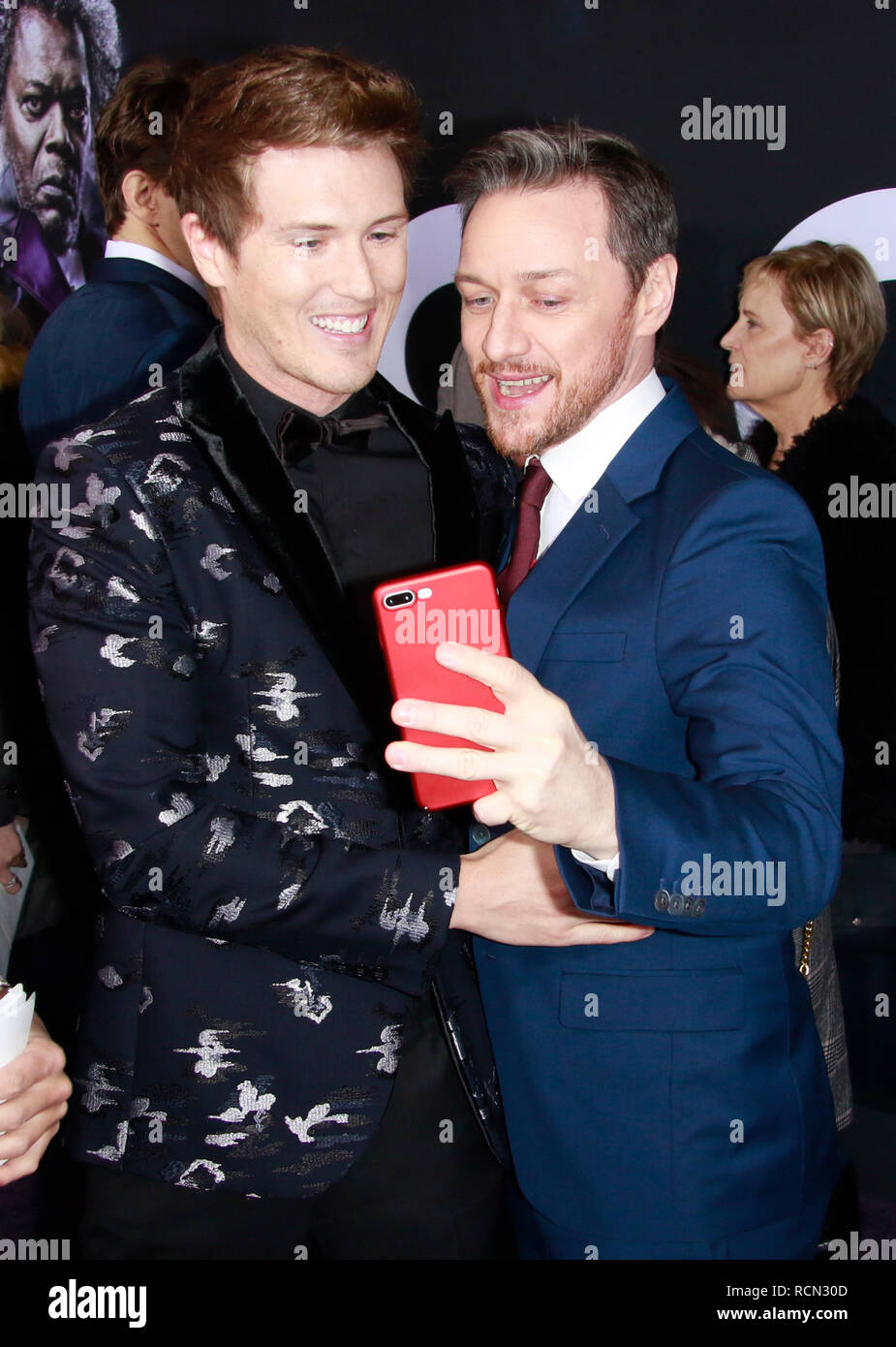 New York, NY, USA. 15th Jan, 2019. Spencer Treat Clark and James McAvoy at  the New York Premiere Of Glass at The SVA Theatre in New York City on  January 15, 2019.