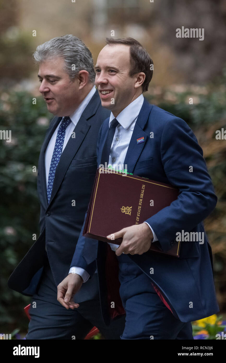 London, UK. 15th January, 2019. Ministers arrive for the weekly cabinet meeting at 10 Downing Street on the day of the ‘meaningful vote’ on Prime Minister’s Theresa May’s Brexit withdrawal deal. Credit: Guy Corbishley/Alamy Live News Stock Photo