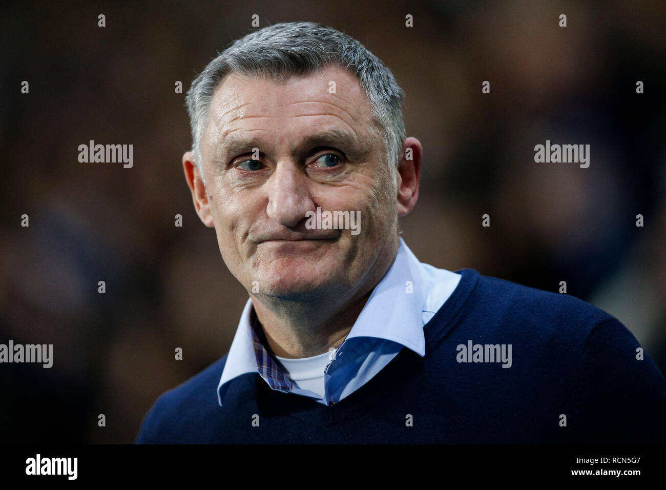 Blackburn, Lancashire, UK. 15th Jan 2019. Blackburn Rovers Manager Tony Mowbray during the FA Cup Third Round replay between Blackburn Rovers and Newcastle United at Ewood Park on January 15th 2019 in Blackburn, England. (Photo by Daniel Chesterton/phcimages.com) Credit: PHC Images/Alamy Live News Stock Photo