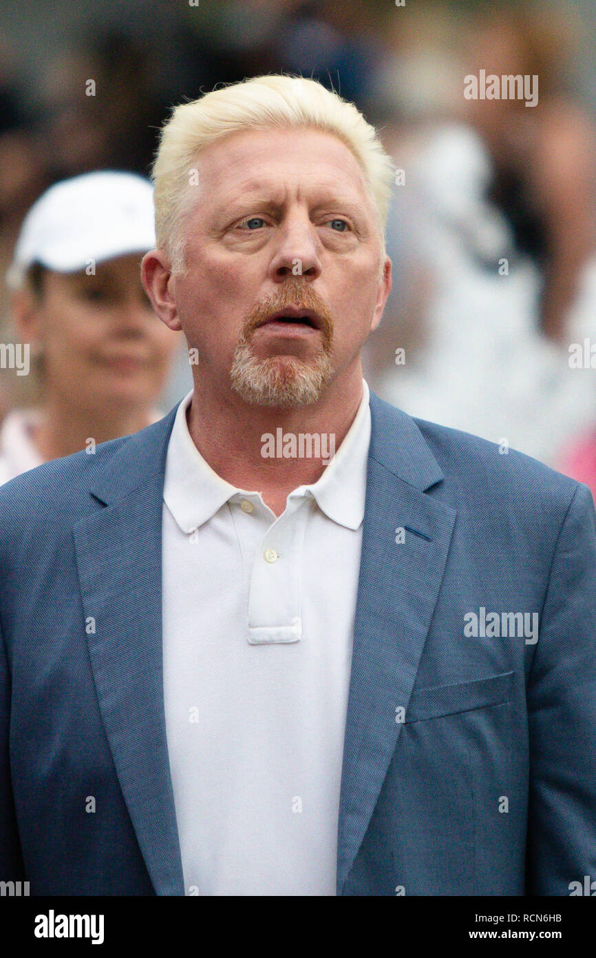Melbourne, Australia. 16th Jan, 2019. Boris Becker during his work for TV  channel Eurosport at the