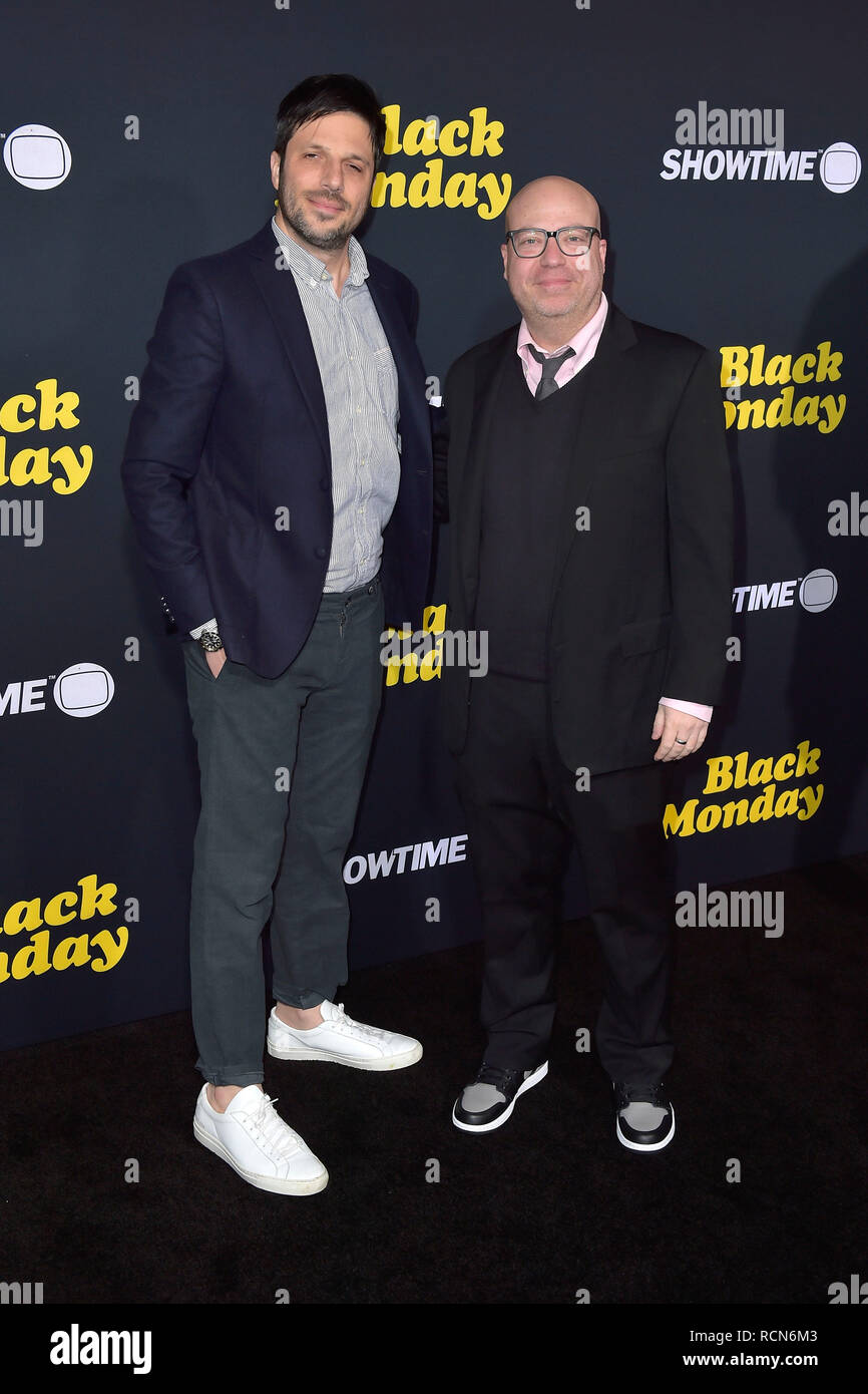 Los Angeles, USA. 14th Jan, 2019. Jordan Cahan and David Caspe at the premiere of the Showtime TV series 'Black Monday' at the Theater at Ace Hotel. Los Angeles, 14.01.2019 | usage worldwide Credit: dpa/Alamy Live News Stock Photo