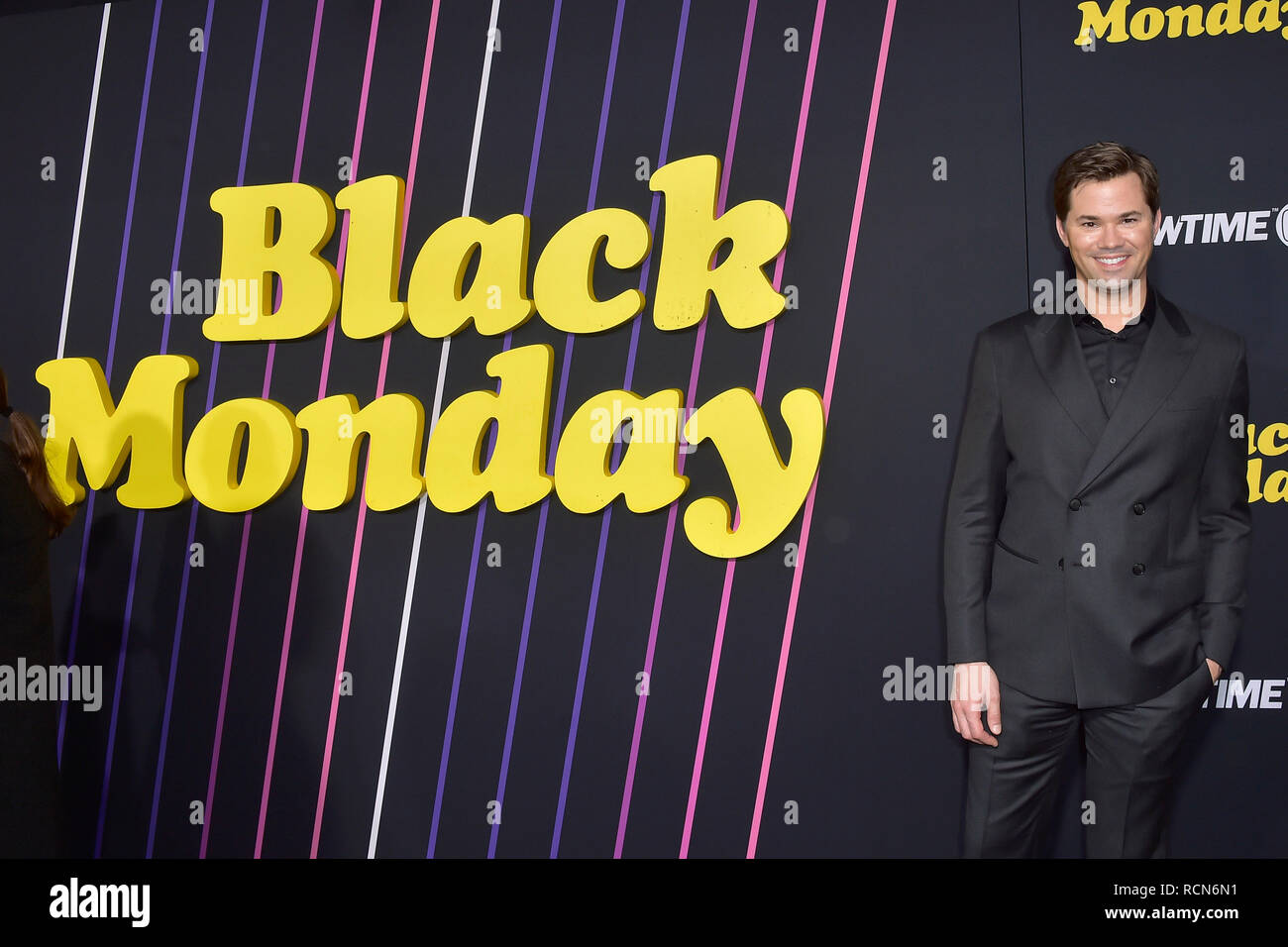 Los Angeles, USA. 14th Jan, 2019. Andrew Rannells at the premiere of the Showtime TV series 'Black Monday' at the Theater at Ace Hotel. Los Angeles, 14.01.2019 | usage worldwide Credit: dpa/Alamy Live News Stock Photo