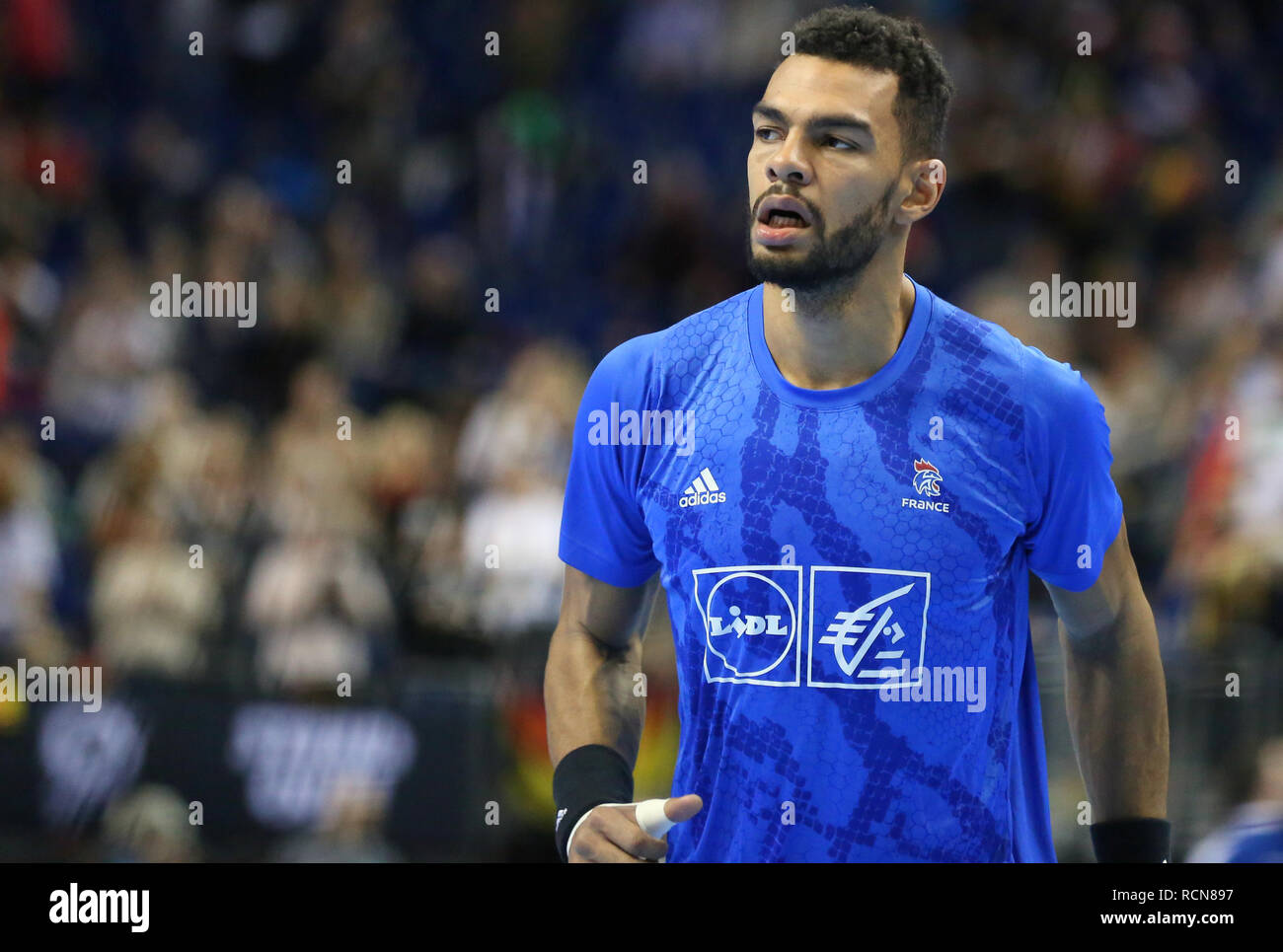 Berlin, Germany. 15th January, 2019.Adrien Dipanda for France during the warm-up before the game Credit: Mickael Chavet/Alamy Live News Stock Photo