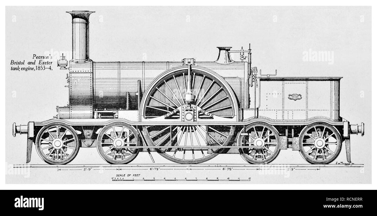 Pearson's Bristol and Exeter tank engine 1853-1854 Stock Photo