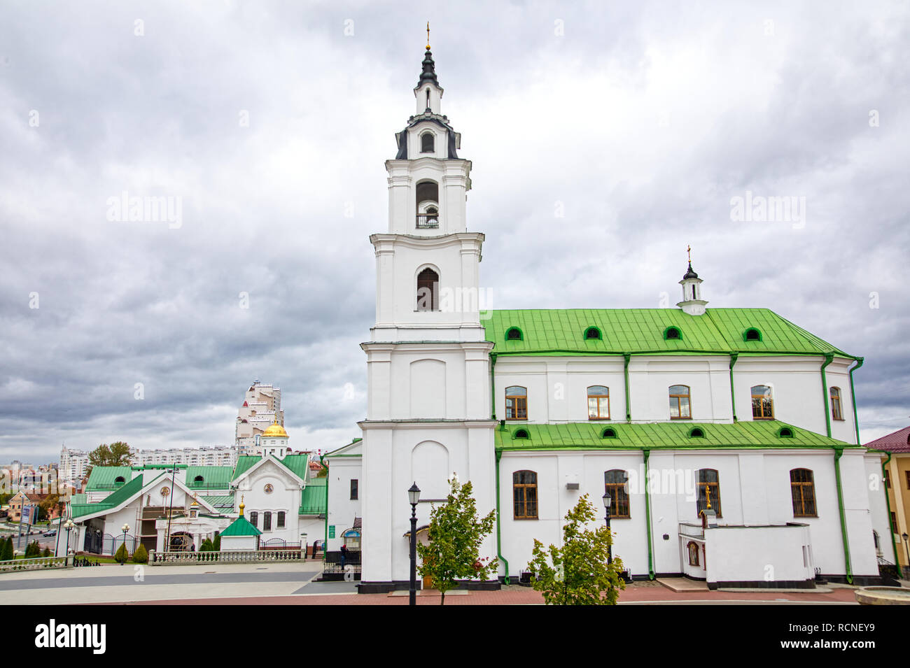 Minsk, Belarus - Οctober 4, 2018: Cathedral of holy spirit in Minsk - Church Of Belarus And Symbol Of Capital. Famous Landmark Stock Photo
