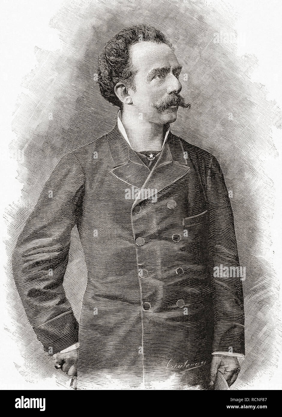 Francesco (Franco) Antonio Faccio, 1840 - 1891.  Italian composer and conductor.  From La Ilustracion Artistica, published 1887. Stock Photo