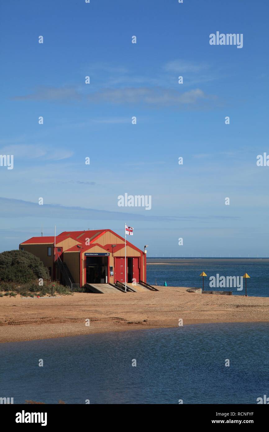 Wells-next-the-Sea Lifeboat and Lifeboat station Norfolk 2018 Stock Photo