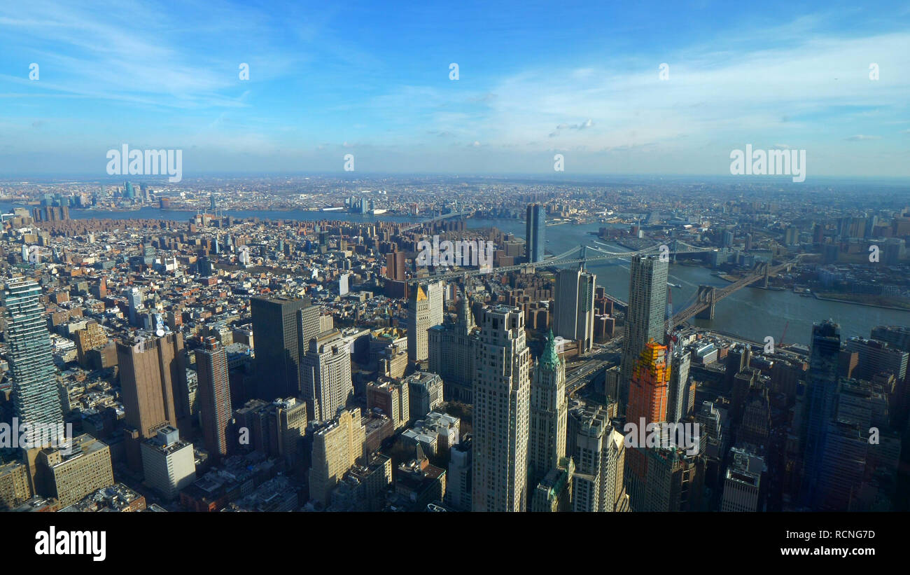 Amazing aerial view over Manhattan New York Stock Photo - Alamy
