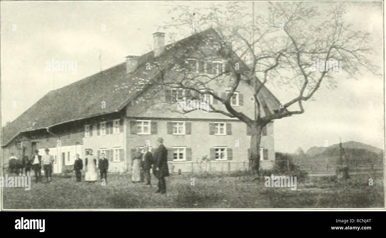 . Die deutsche Landwirtschaft unter Kaiser Wilhelm II; Mutterland und Kolonien. Hrsg. von Prof. Dr. Dade. Agriculture; Agriculture; Agriculture. i)of bc6 Ãcbulthcig o'^l'i&quot;&quot; Obtncncr. tiMcn licC)t in i&quot;^or ^5clnciIl^c oirp^bcl^lcutc, Oberamt 3yan- iK^n in 2BÃ¼rt- tcmbcrci, im iÃ¼Midicn Jcilcbcs S&gt;pndufrci[c?. (fictcntÃ¼mcr bce. i)cfc^ iit bor vicbultbcip oc'bann (Score; Ob marÂ»er. Ã¼?i6 1S4^ trar ba5 iicfciut ein i.'cbcn bcr Ã¶rÃ¤flicb icfet i?Ã¼ritIicbcnvStan- bcsbcrricbaft Quabt-^^pfrabt- Ssnn unb unirbe rem (Ã¶rog- patct bes je^igcn 23efi^et6 ??Jcratb gegen eine 21bfinbun Stock Photo