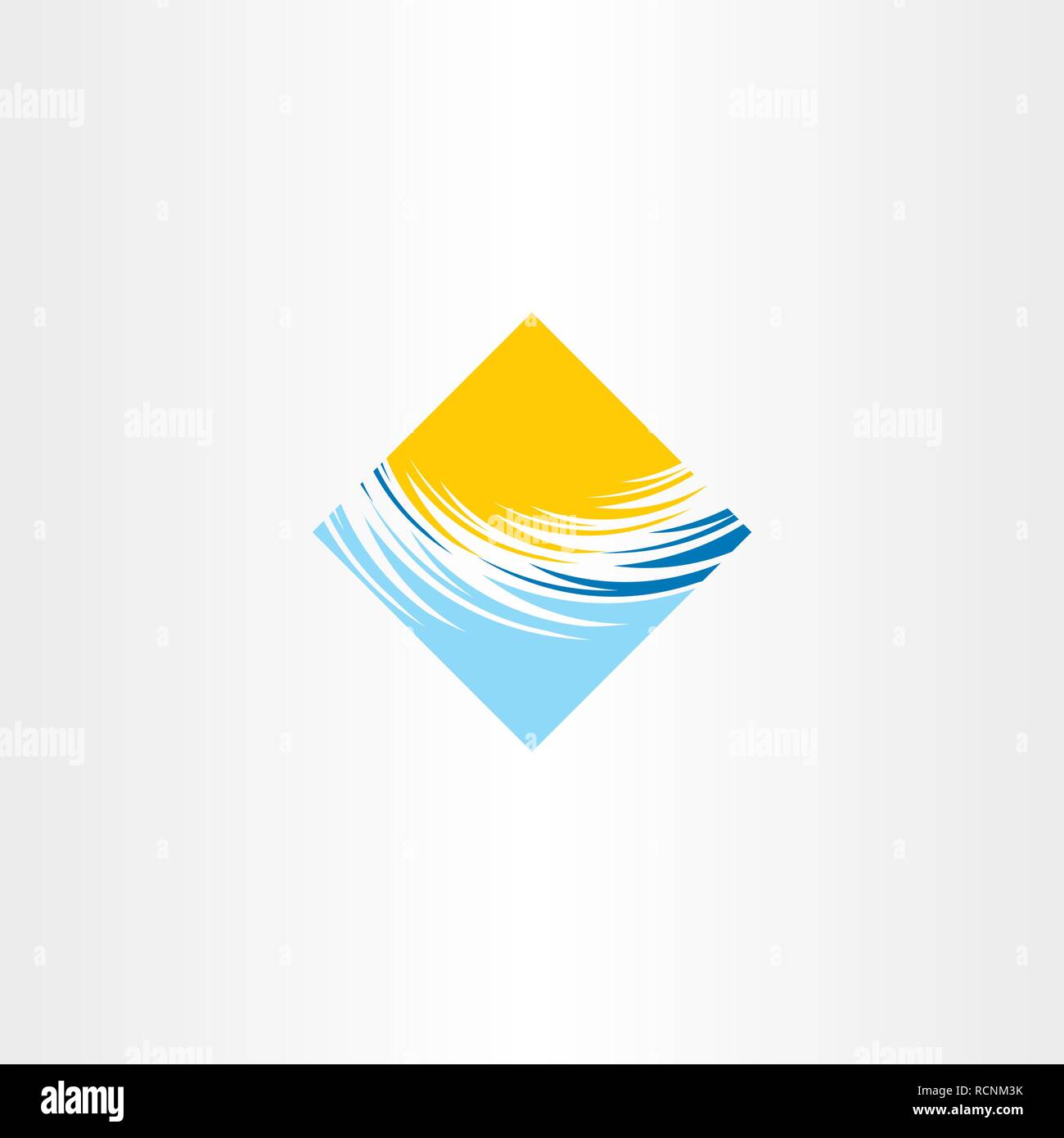 abstract tourism logo water and sun square icon Stock Vector
