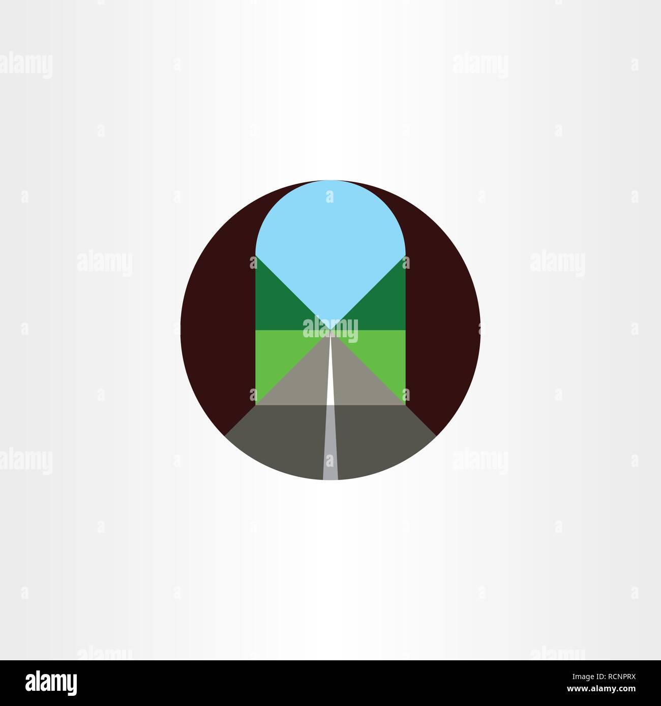 road inside tunnel flat icon vector logo design Stock Vector