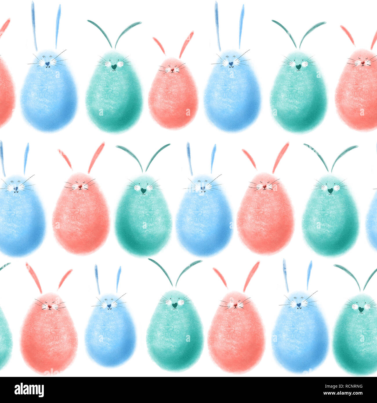 Hand drawn easters egg rabbit pattern pastel Stock Photo