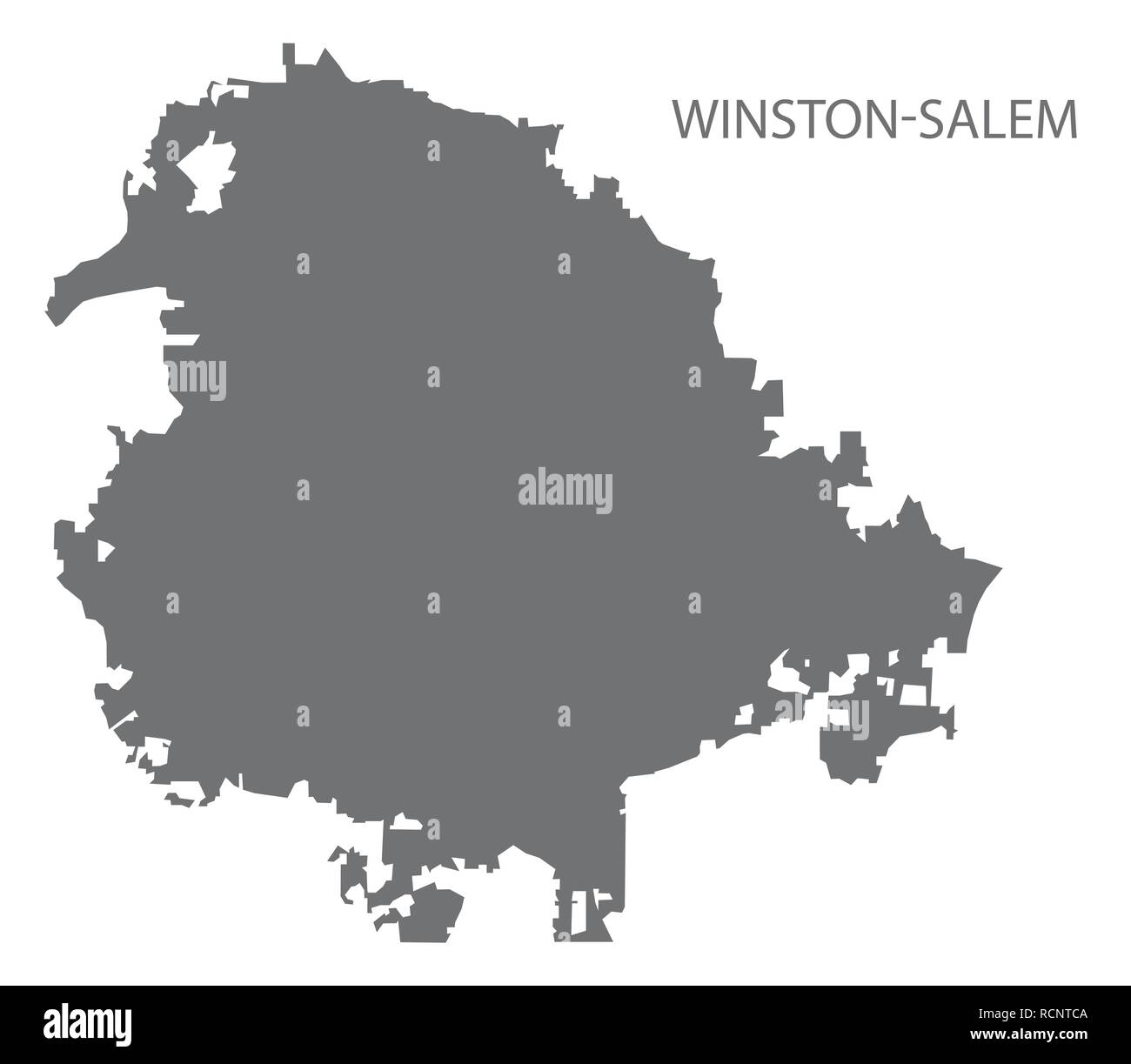 Winston-Salem North Carolina city map grey illustration silhouette Stock Vector