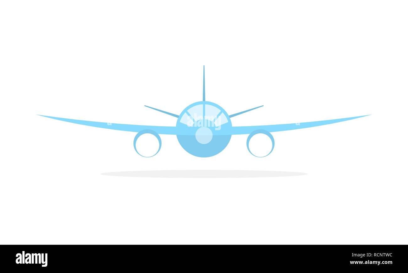 Aircraft icon, isolated on white background. Vector illustration. Blue airplanesign in flat design Stock Vector