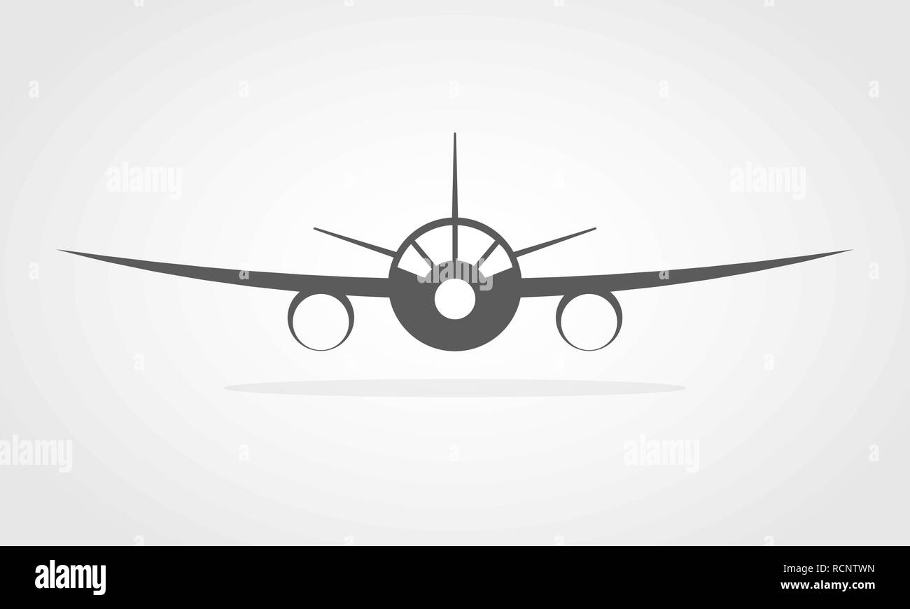 Aircraft icon isolated on light background. Vector illustration. Gray airplanesign in flat design Stock Vector