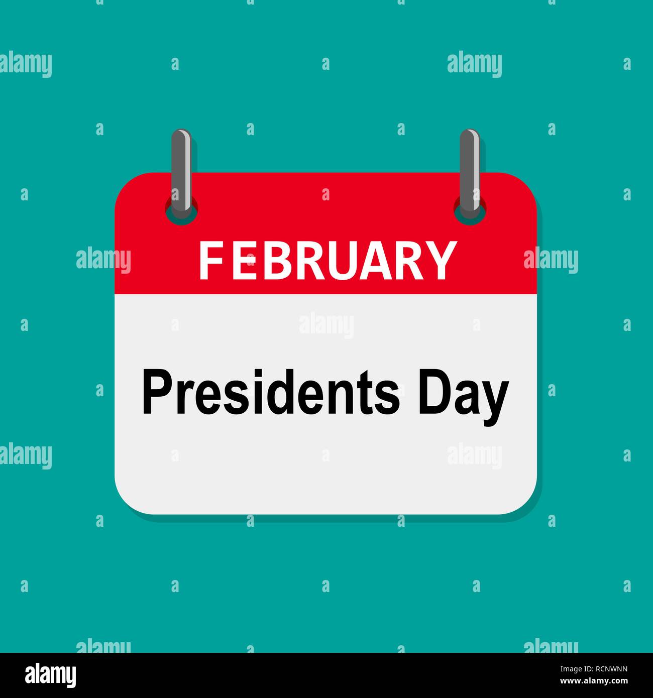 Calendar for Presidents Day in flat design. Vector illustration. Simple colored calendar icon Stock Vector
