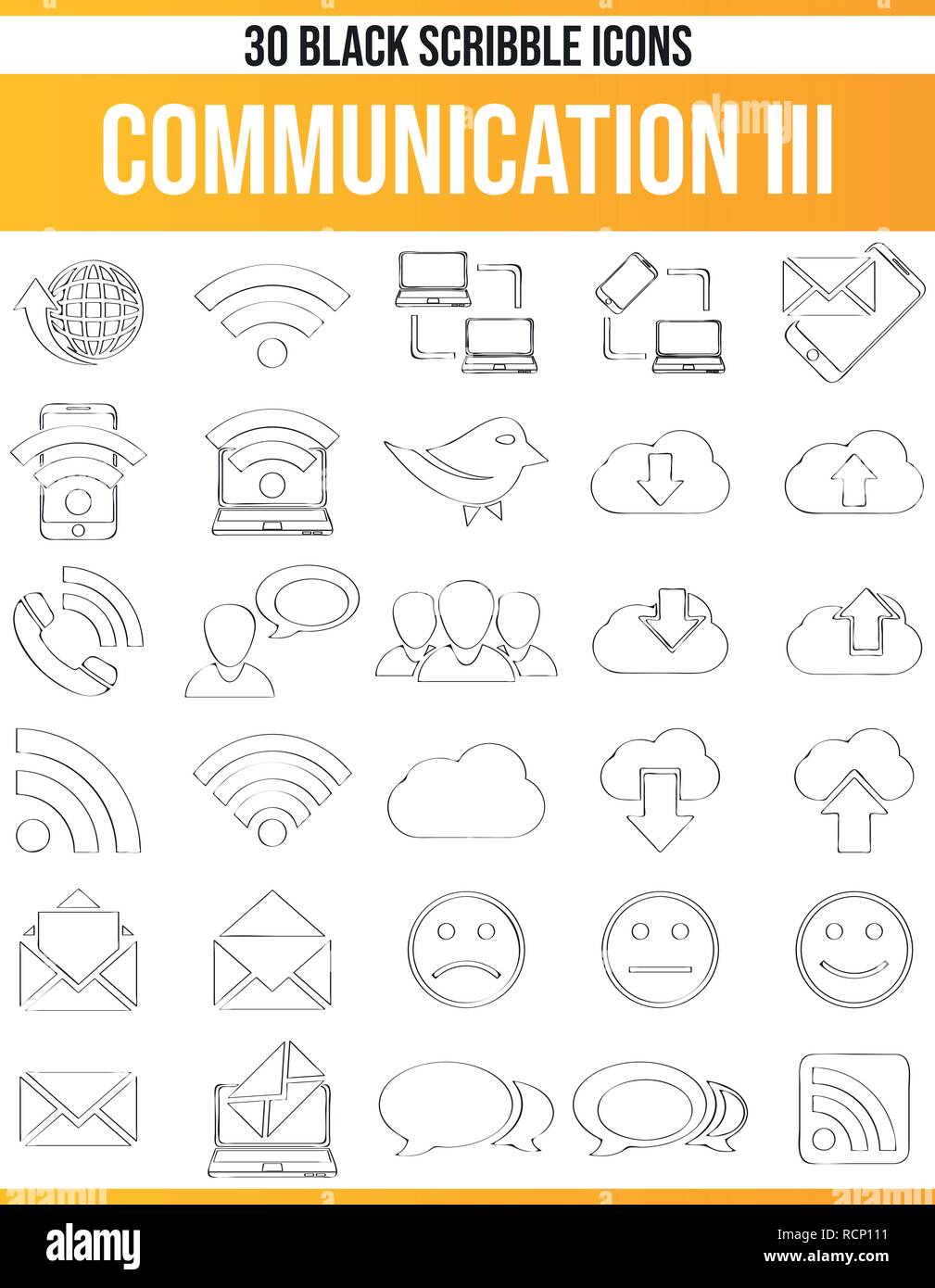 Black pictograms / icons on communication. This icon set is perfect for creative people and designers who need the issue of online communication in th Stock Vector