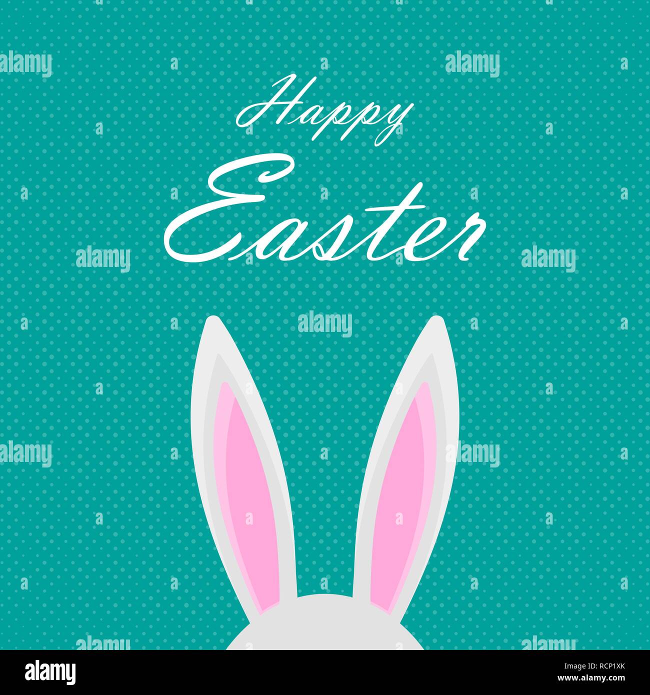 Easter background with rabbit ears. Vector illustration. Pop art Easter greeting card Stock Vector