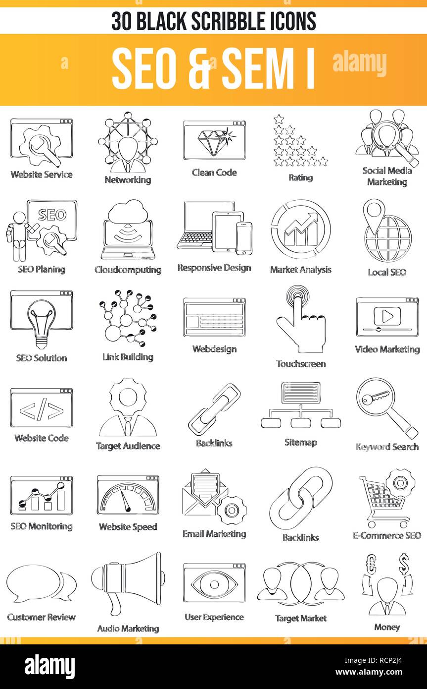 Black pictograms / icons on SEO. This icon set is perfect for creative ...