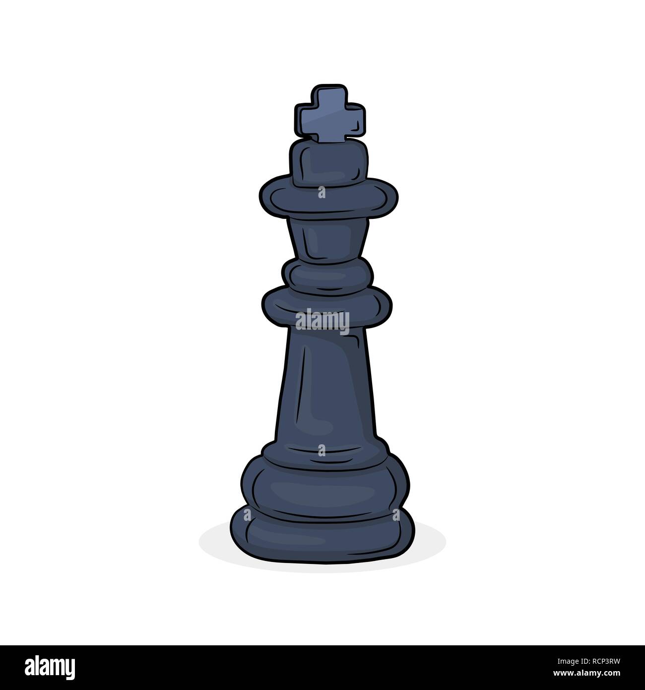 Chess King icon in flat design. Vector illustration. Black chess King, isolated on white background Stock Vector