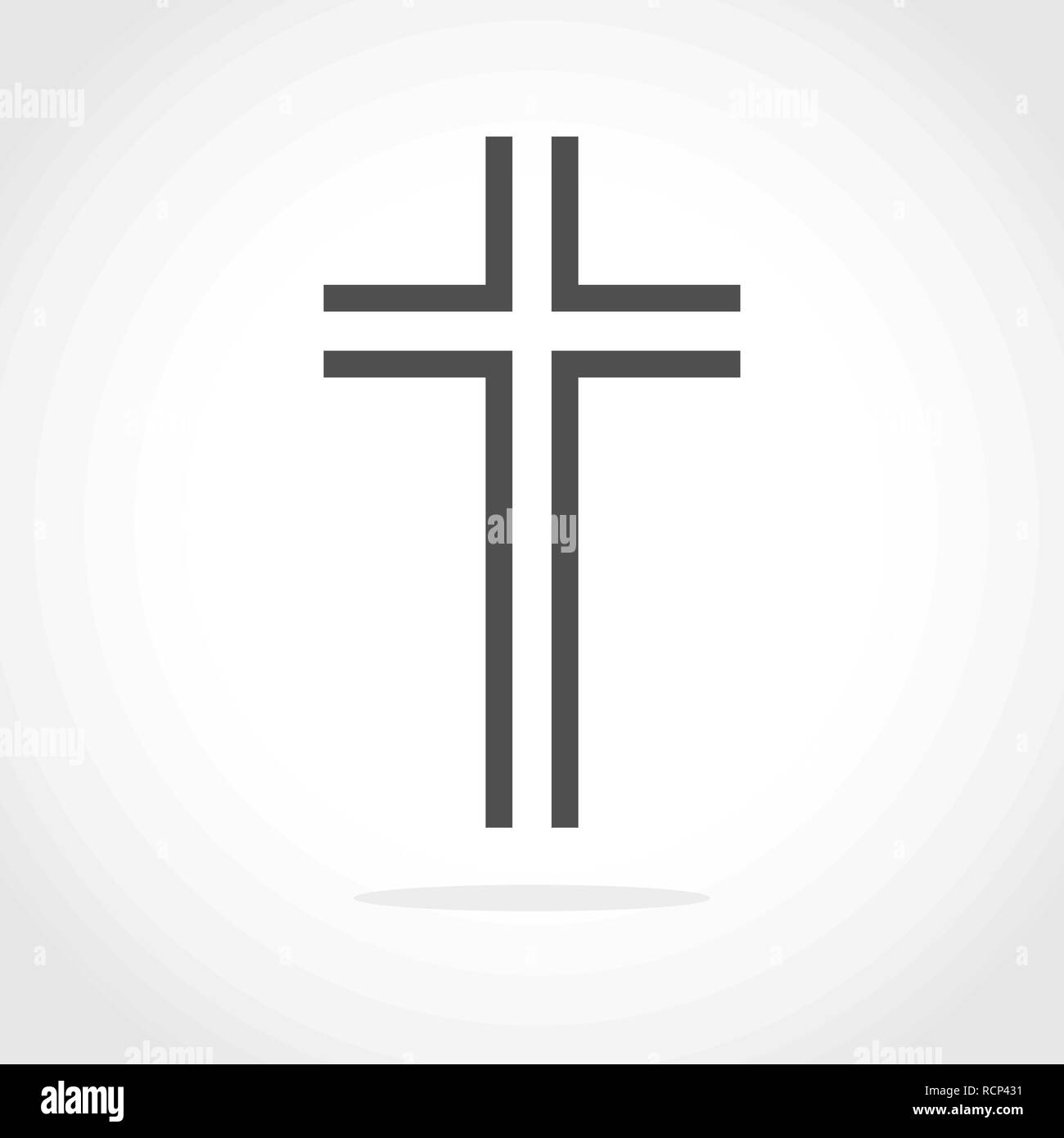 Gray Christian cross icon in flat design. Vector illustration. Abstract