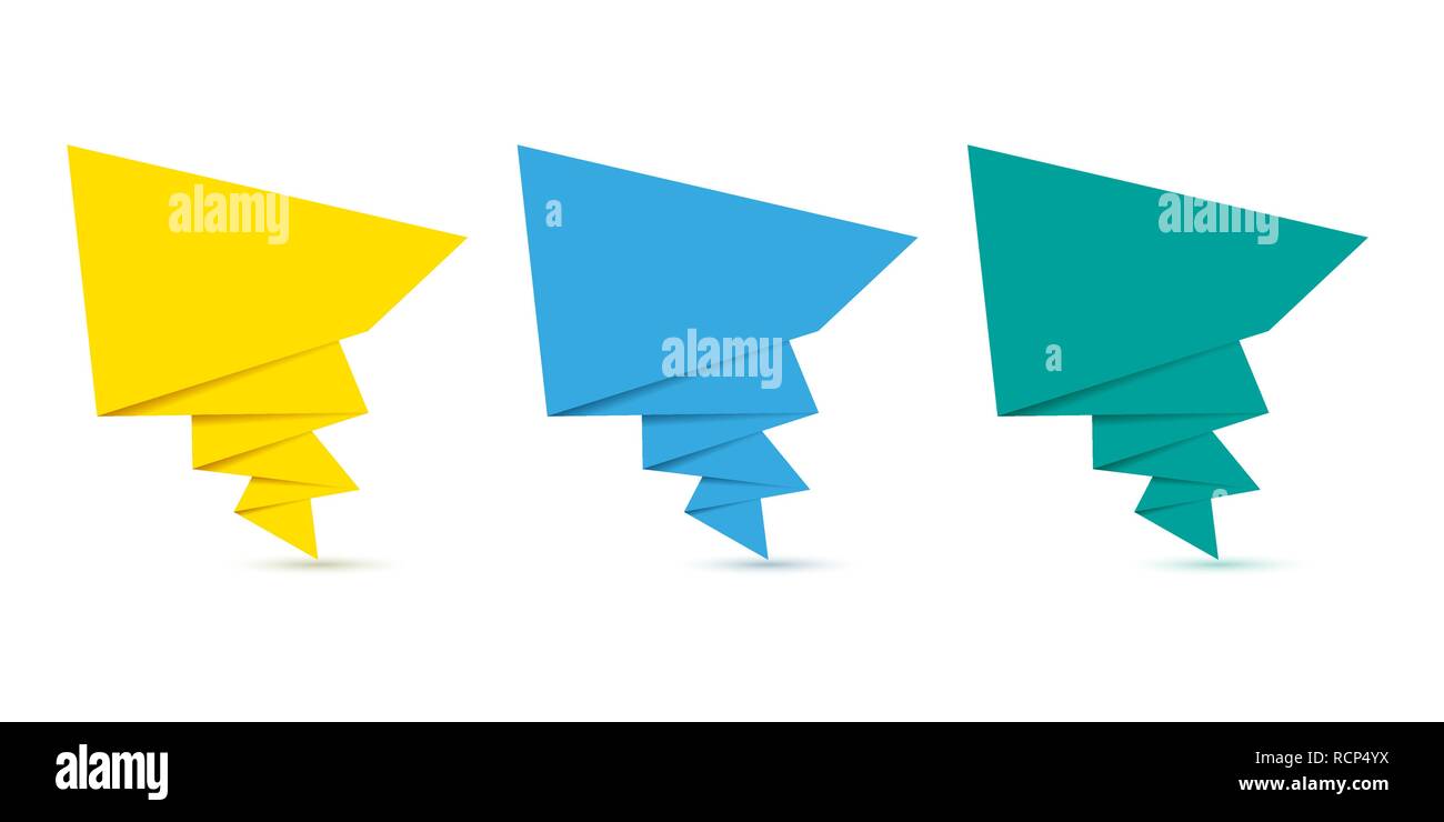 Set of abstract origami speech bubbles. Vector illustration. Paper ...