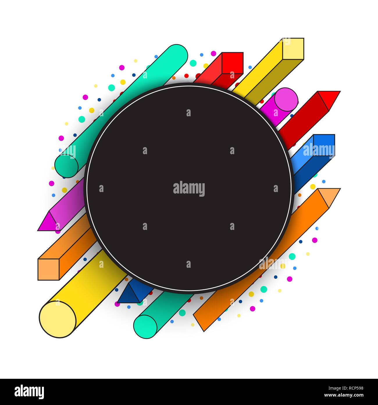 Abstract modern geometric background. Vector illustration. Colorful celebration background with round paper label Stock Vector