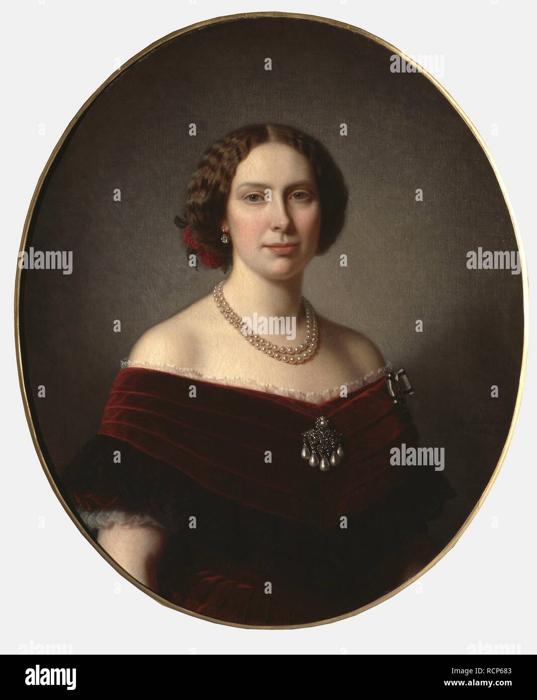 Portrait of Louise of the Netherlands (1828-1871), Queen of Sweden and Norway. Museum: Nationalmuseum Stockholm. Author: AMALIA LINDEGREN. Stock Photo