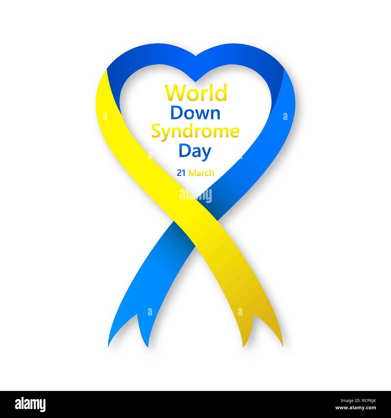 Symbol of world Down Syndrome day. Vector illustration. 21 March. Colored ribbon isolated. Stock Vector