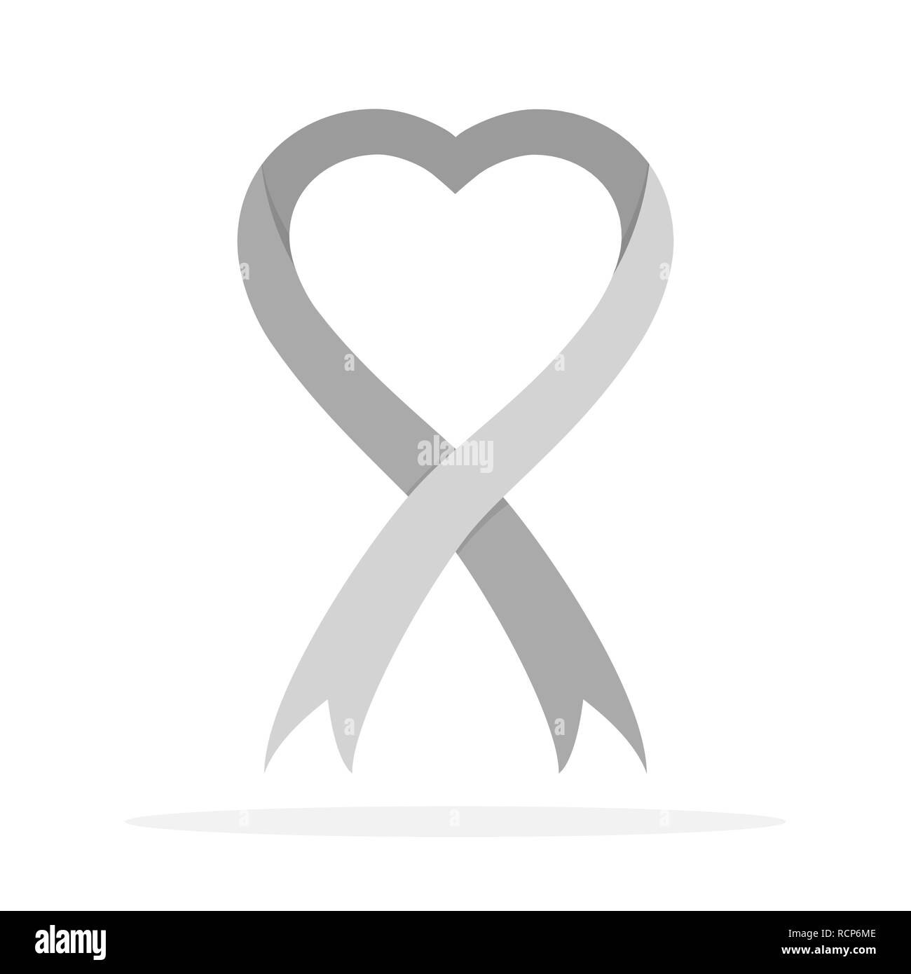 Symbol of the World Parkinson's Day. Vector illustration. Gray awareness ribbon, isolated on white background. Symbol of the brain disorders Stock Vector