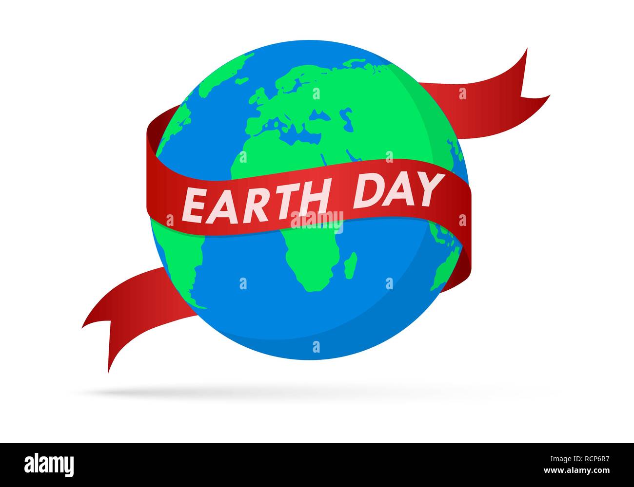 World Earth Day poster with globe and ribbon in flat design. Vector