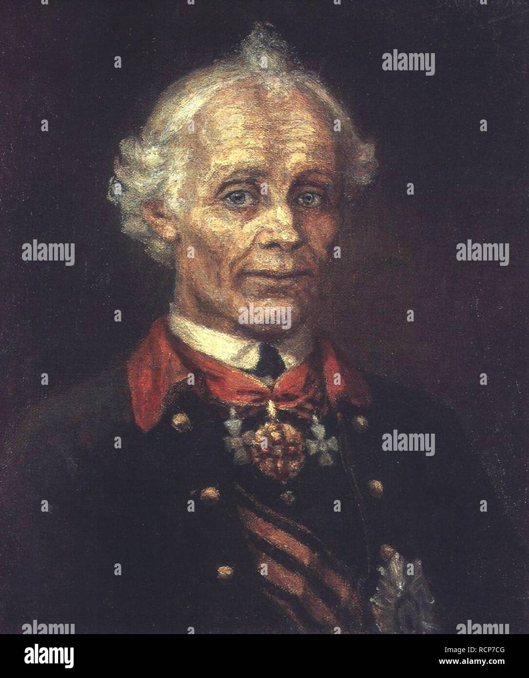 Portrait of Field Marshal Generalissimo Prince Alexander Suvorov (1729–1800). Museum: State Russian Museum, St. Petersburg. Author: Surikov, Vasili Ivanovich. Stock Photo