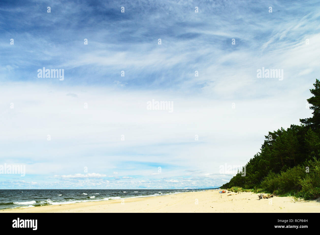 Landscape with stratocumulus clouds on the sky over the Baltic sea beach. Stegna, Pomerania, Poland. Stock Photo