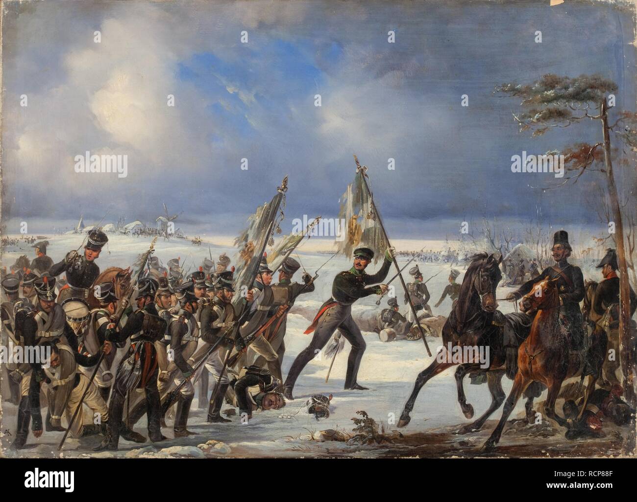 The Battle of Golymin on 26 December 1806. Museum: State History Museum, Moscow. Author: KOTZEBUE, ALEXANDER VON. Stock Photo