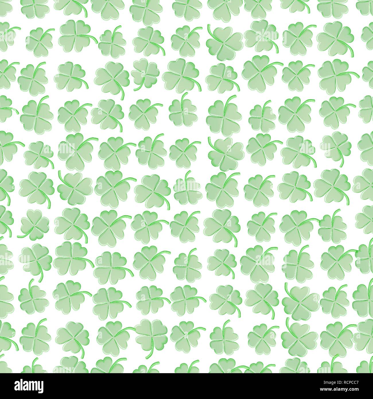 St Patricks Clover seamless pattern green clover isolated on white ...