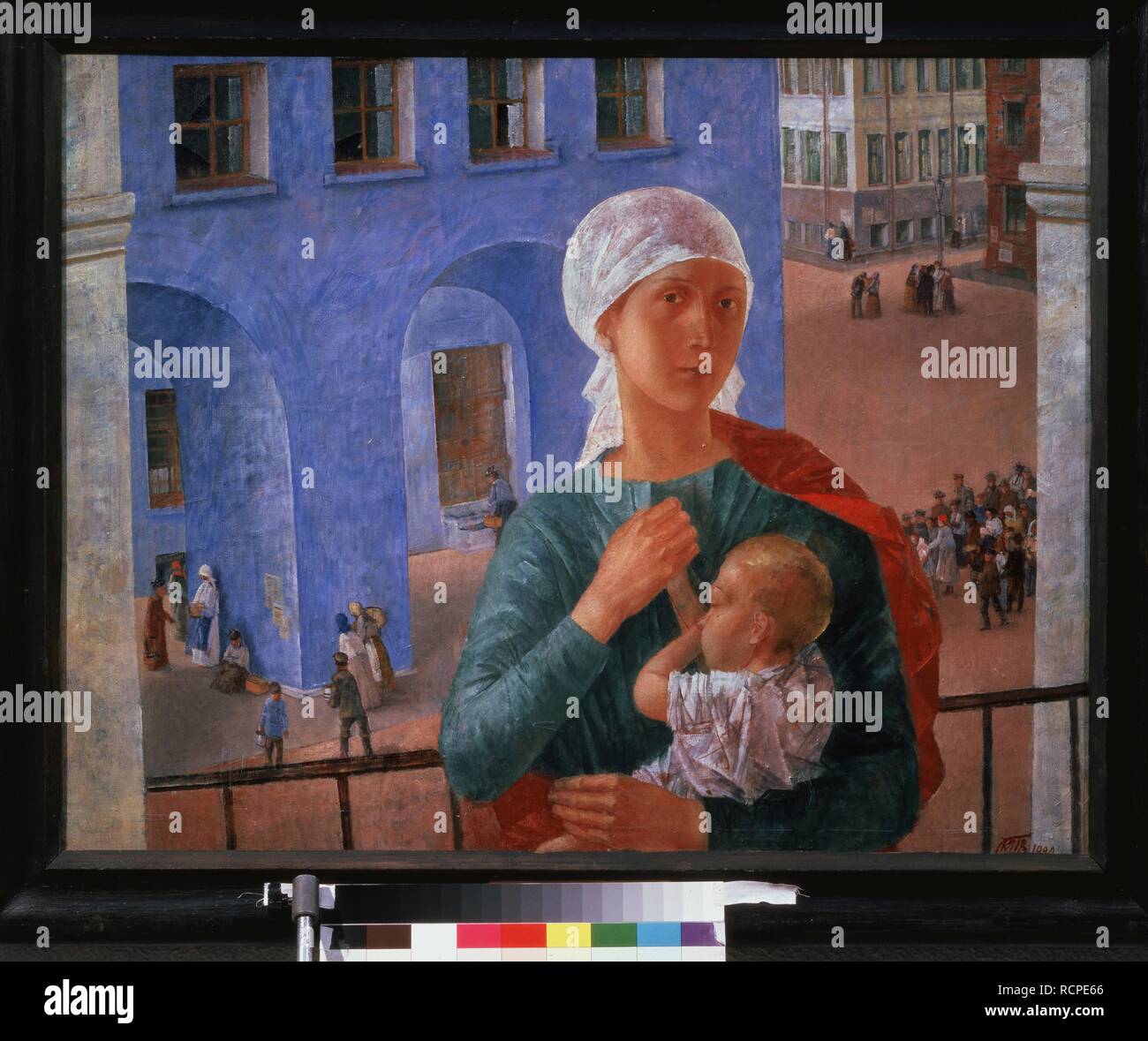 The Year 1918 in Petrograd (Our Lady of Petrograd). Museum: State Tretyakov Gallery, Moscow. Author: PETROV-VODKIN, KUZMA SERGEYEVICH. Stock Photo