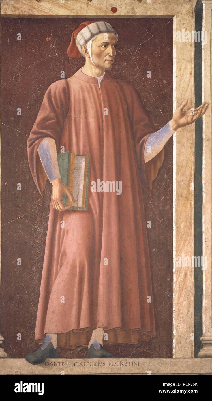 Portrait of Dante Alighieri (1265-1321). Museum: Galleria degli Uffizi, Florence. Author: CASTAGNO, ANDREA DEL. Stock Photo