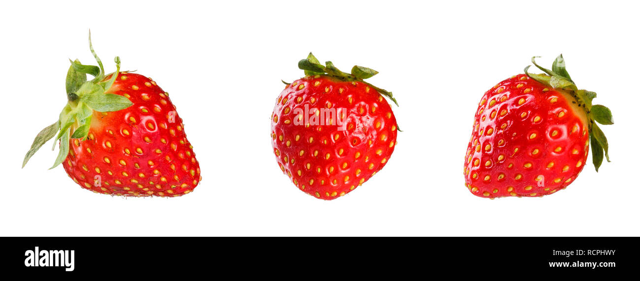 Collection of fresh strawberries. Isolated on white background Stock ...