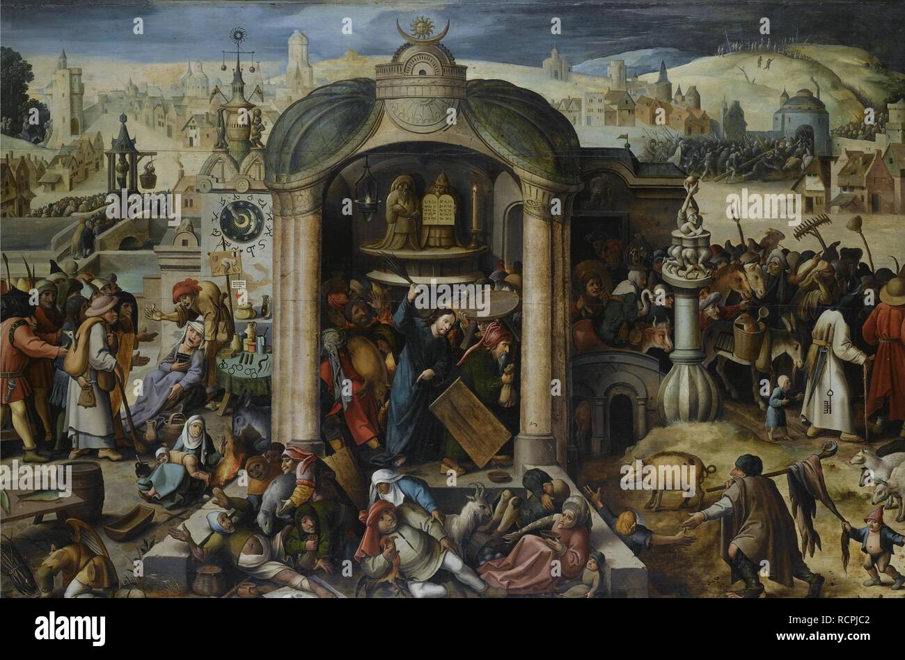 Christ Driving the Money Changers from the Temple. Museum: PRIVATE COLLECTION. Author: BOSCH, HIERONYMUS. Stock Photo