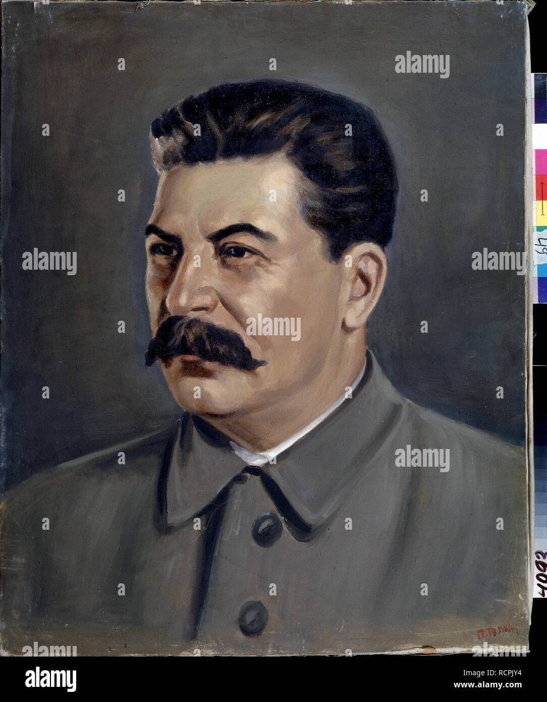 Portrait of Joseph Stalin (1879-1953). Museum: State Regional I. Pozhalostin Art Museum, Ryasan. Author: Tolkach, Pyotr Matveyevich. Stock Photo