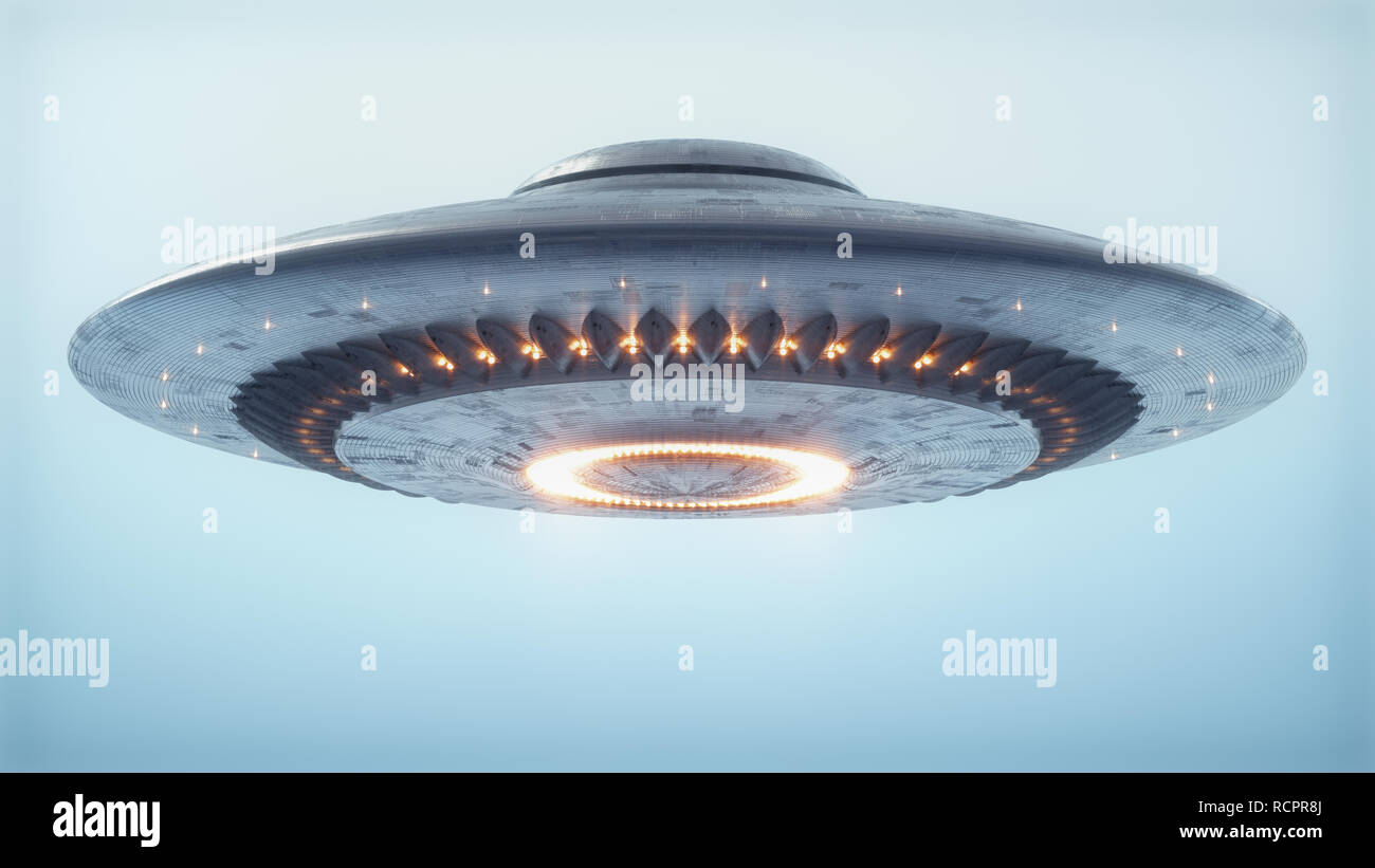 Unidentified flying object. UFO with clipping path included. Stock Photo