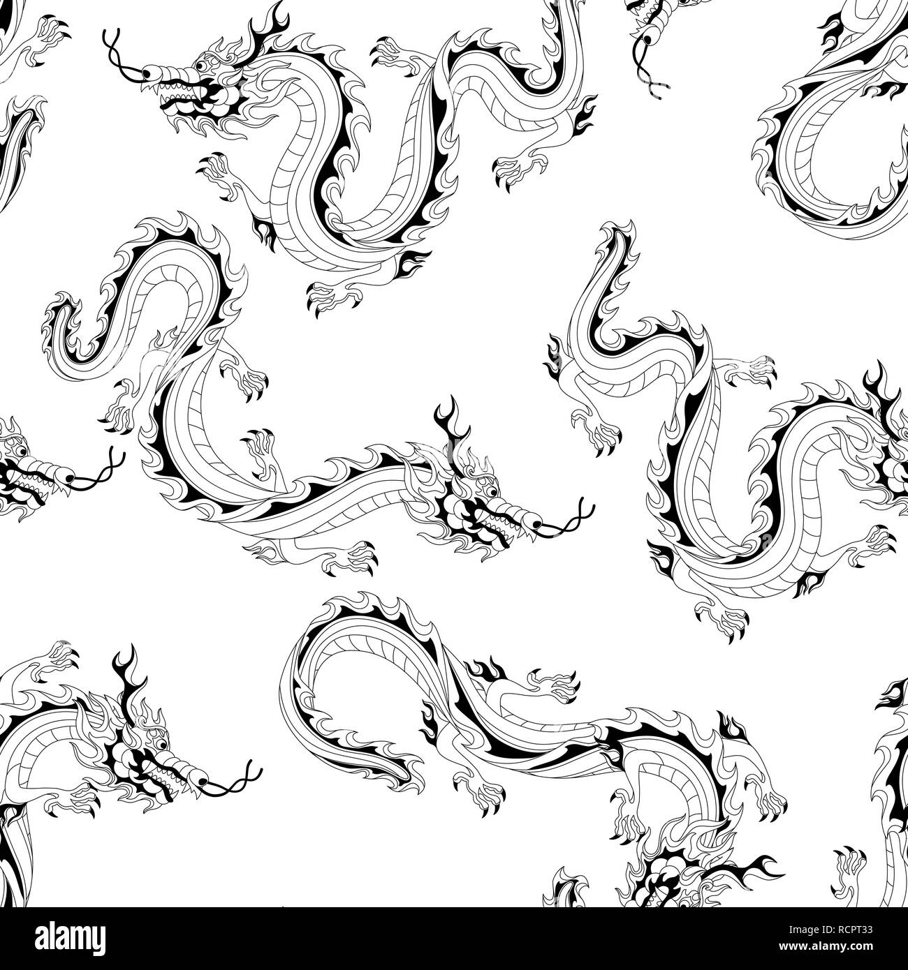 Seamless pattern with Chinese dragons Stock Vector Image & Art Alamy