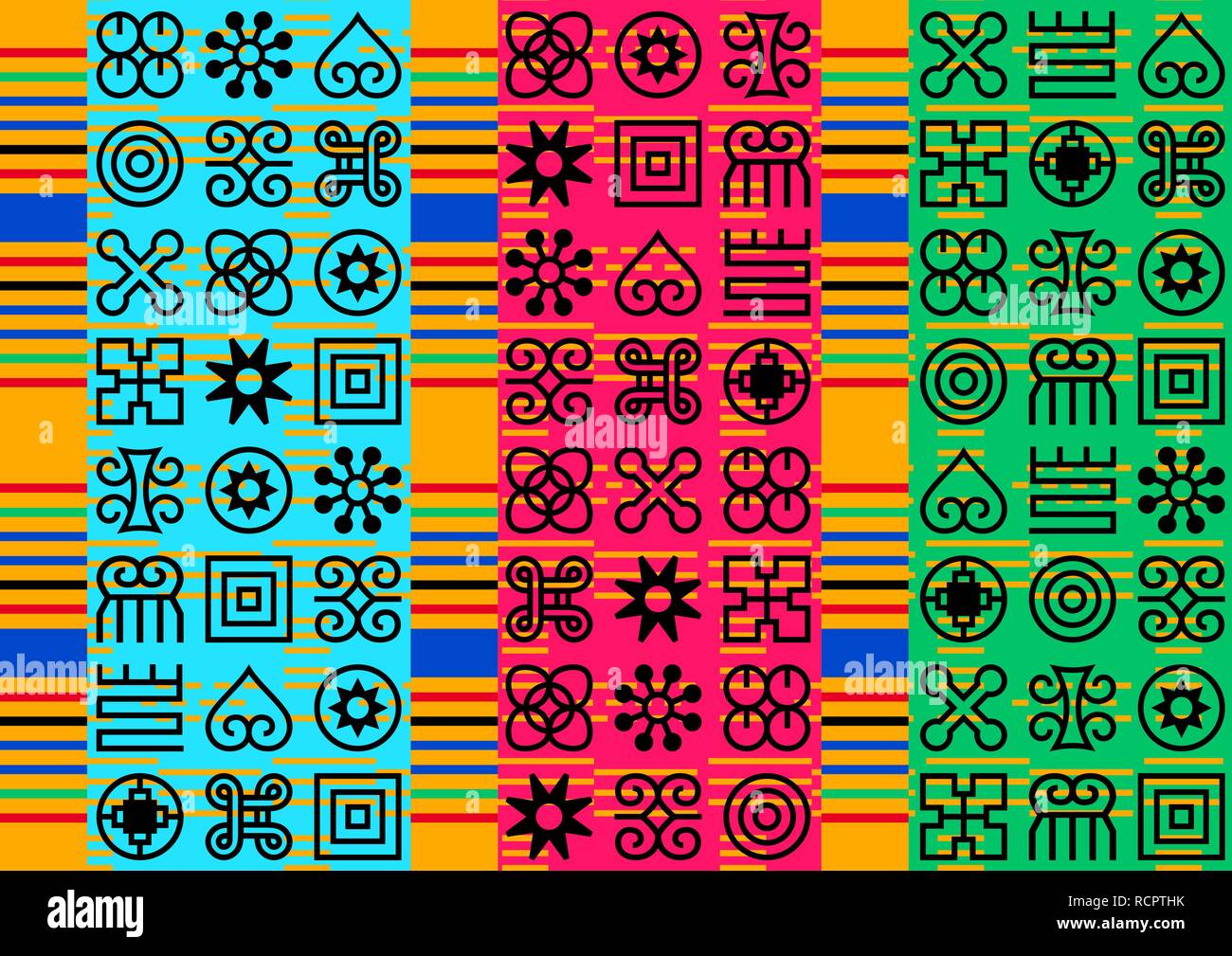 Seamless African Adinkra pattern. Stock Vector