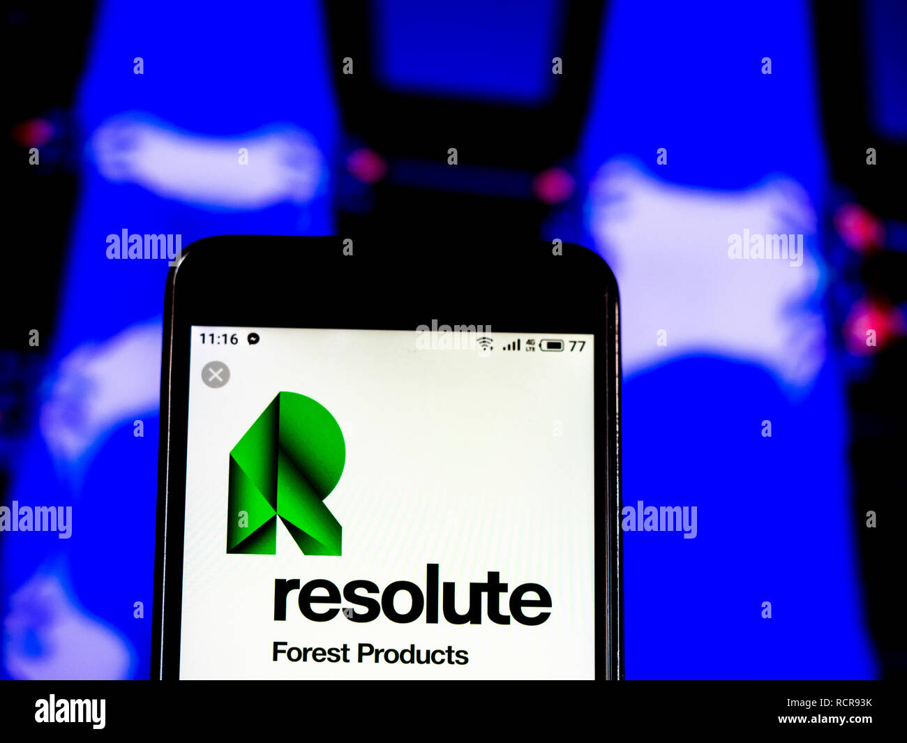 Resolute Forest Products Company logo seen displayed on smart phone Stock Photo Alamy
