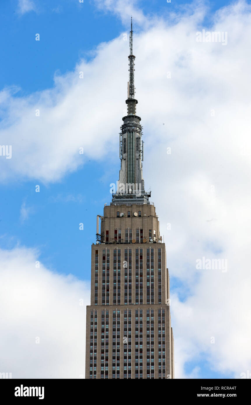 The Empire State Building seen from street level in New York City, NY, USA. Stock Photo