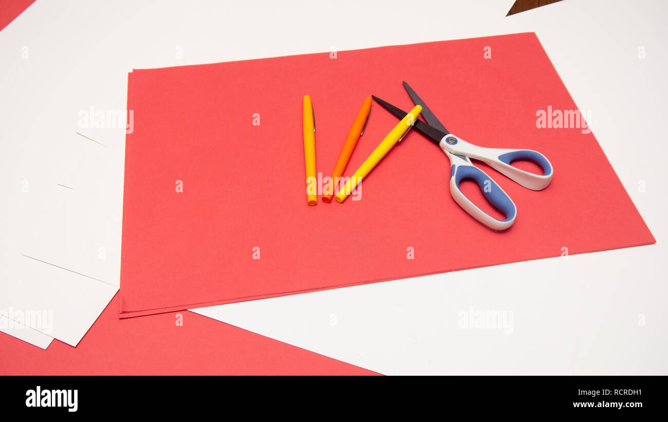 Art Project on Table Stock Photo