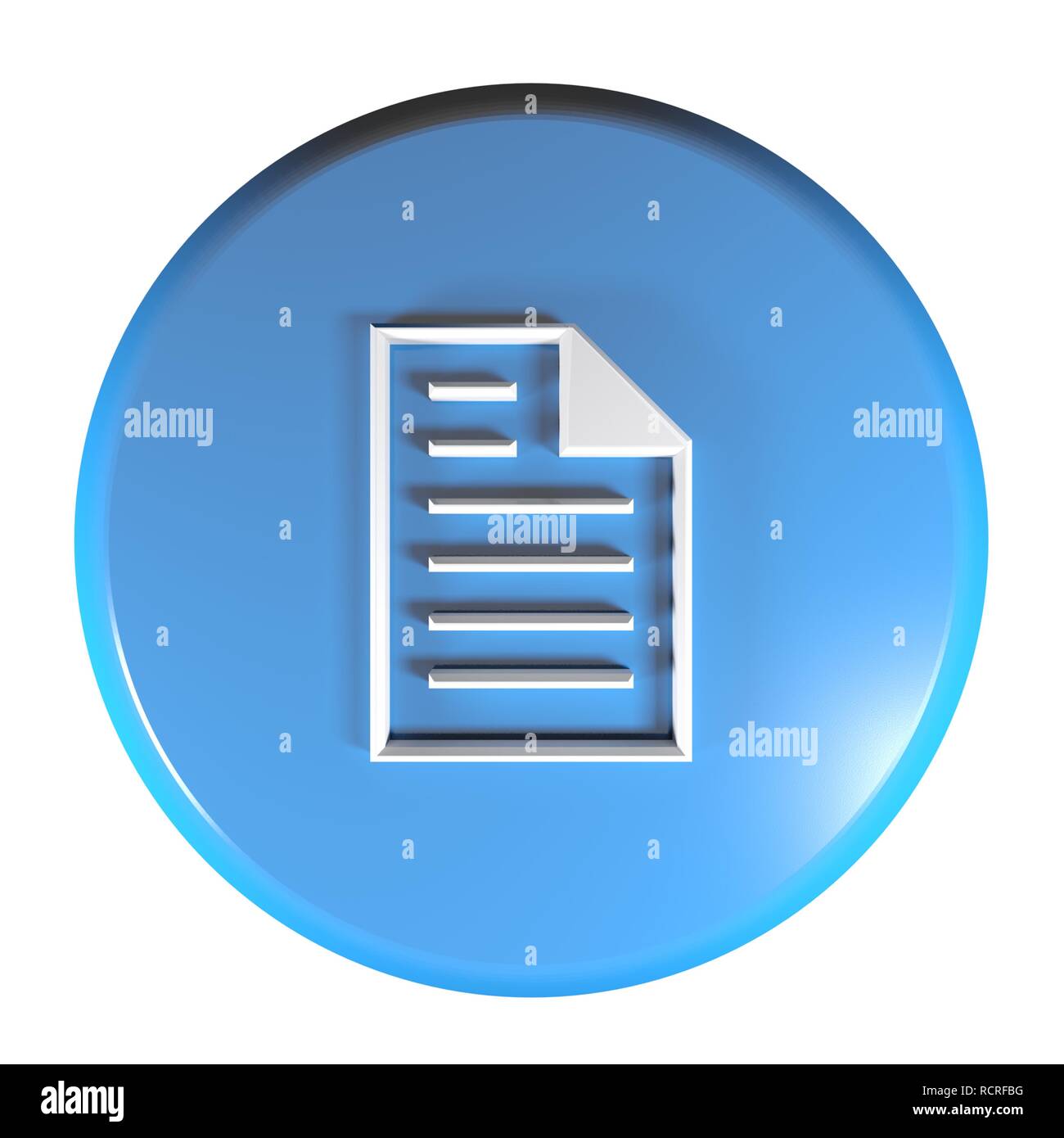 Page icon blue circle push button - 3D rendering illustration Stock Photo